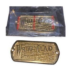 VTG Brass white clad St. Louis brass tone ice box name plate bundle of 2 NEW